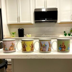 Vintage 1998 set of 4 Easter mugs Debbie Mumm